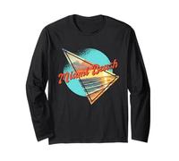 Design retrò Miami Beach Tramonto Miami Beach FL Maglia a Manica