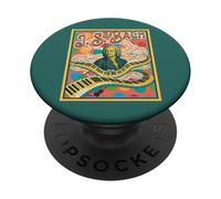 Design retrò pop classico amante della musica Bach PopSockets PopGrip Adesivo