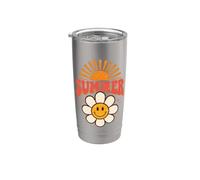 Design Retro Sole Felice e Fiori Estivi Bicchiere termico in acciaio inox doppia parete