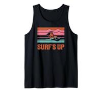 Design retrò Surfs Up, tavola da surf e Ocean Beach Vibes Canotta