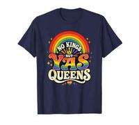 Design retrò Yas Queens No Kings LGBTQ Pride con Motivo Arcobaleno Maglietta