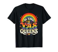 Design retrò Yas Queens No Kings LGBTQ Pride con Motivo Arcobaleno Maglietta