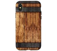 Design rustico a forma di barile di whisky, realizzato a mano, elegante per Custodia per iPhone X/XS