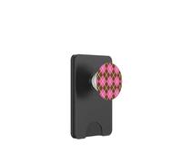 Design scozzese estetico preppy con motivo a rombi rosa e marrone PopSockets PopWallet per MagSafe