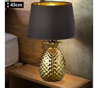 Design Scrittura Tavolo Lampada Ananas Ottica Oro Ceramica Lettura Tessuto Nero [EEK: Inaditato]