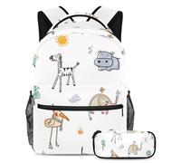 Design senza cuciture con uccello, stile e funzionalità senza sforzo, zaino con astuccio, set di zaini per la scuola di alta qualità per ragazzi ragazze adolescenti, Multicolore#02, B：29.4x20x40cm\