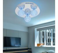Design Soffitto Lampada Cristallo Vetro Sfere Cromo RGB Cambiacolore Telecomando