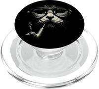 Design sofisticato e divertente con pipa da fumo a forma di gatto PopSockets PopGrip per MagSafe