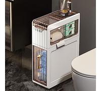 Design sottile impermeabile per bagno con mensole laterali per WC, con porta fazzoletti, facile da montare, design a scorrimento, mensola sottile per piccoli bagni