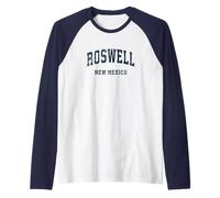 Design sportivo atletico vintage Roswell New Mexico NM Maglia con Maniche Raglan