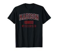 Design sportivo vintage di Madison Wisconsin WI Maglietta
