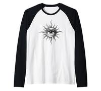 Design Stravagante Mistico con Occhio di Sole Maglia con Maniche Raglan