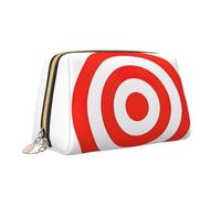 Design Target Print Leather Portable Zipper Makeup Bag Cosmetic Pouch Travel Organizer Toiletry Clutch