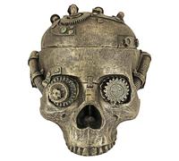 Design Toscano CL6067 Vaso di Contenimento del Cranio di Steampunk, Bronzo