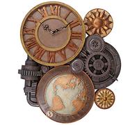 Design Toscano Ingranaggi in stile Steampunk Orologio a parete scultura, poliresina, a colori, Grande 63,5 cm, multicolore