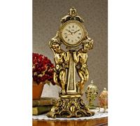 Design Toscano KY5014 Orologio da Mensola Cherubini Gemelli di Amboise, Oro, 15x19x42 cm