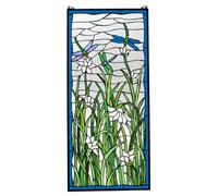 Design Toscano La danza della libellula Vetrata Pannello murale, vetro colorato, a colori, 102 cm