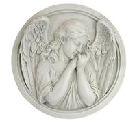 Design Toscano NG32473 Scultura da Muro Rotonda Pensiero di un Angelo, Pietra Antica, 2.5x30.5x30.5 cm