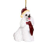 Design Toscano Ornamenti di Natale - Ornamenti di Natale Bianco Barboncino Vacanze per Cani