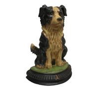 Design Toscano SP408 Statua Fermaporta in Ghisa Cane Border Collie, Multicolore, 10x24x33 cm