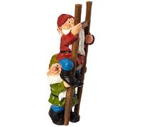 Design Toscano Sulla scala a pioli Gnomo rampicante Gnomo Divertente statua da giardino, poliresina, a colori, 28 cm