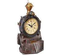 Design Toscano Tutti a bordo del treno Locomotiva Orologio decorazione da parte in stile Steampunk, poliresina, a colori, 23 cm