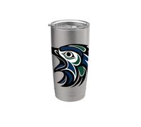 Design tribale dell'aquila Haida - Arte indigena del Pacifico nord-occidentale Bicchiere termico in acciaio inox doppia parete