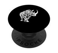 Design tribale rinoceronte nero bianco PopSockets PopGrip Adesivo