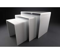 Design Tris Trittico 3 Tavolini Comodini Plexiglass Bianco 30/35/40 Spess 6mm