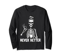 Design umoristico per Halloween per Amanti del caffè Never Better Maglia a Manica