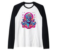 Design Uomo con Perline, Occhiali da Sole, Cappello, opere d'Arte Colorate, Fresco Maglia con Maniche Raglan
