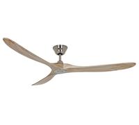 Design Ventilatore Senza Luce Eco Genuino Cromo Legno 180 CM Telecomando [EEK: Non valutato]