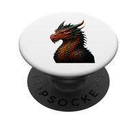Design vibrante e iperrealistico del ritratto di testa di drago PopSockets PopGrip Adesivo