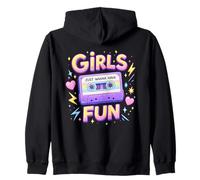 Design vintage anni '80 con scritta "Girls Just Wanna Have Fun" Felpa con Cappuccio