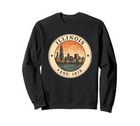 Design Vintage Chicago Skyline Orgoglio Illinois 1818 Felpa