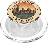 Design Vintage Chicago Skyline Orgoglio Illinois 1818 PopSockets PopGrip per MagSafe