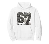 Design Vintage con 67 Numeri e Stelle Leopardate a Scacchi Felpa con Cappuccio