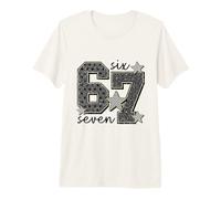 Design Vintage con 67 Numeri e Stelle Leopardate a Scacchi Maglietta Premium