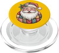 Design vintage con Babbo Natale e patchwork per le vacanze PopSockets PopGrip per MagSafe
