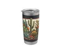 Design vintage con cactus e giardino del deserto del sud-ovest Bicchiere termico in acciaio inox doppia parete