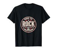 Design Vintage con Chitarra Born To Rock Forced To Work Maglietta