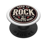 Design vintage con chitarra Born To Rock Forced To Work PopSockets PopGrip Adesivo