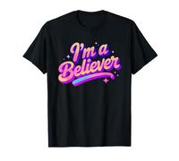Design Vintage con Scritta I am a Believer Rosa Discoteca Maglietta