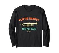 Design Vintage con trombettista per Amanti dei Gatti Maglia a Manica