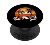 Design vintage da viaggio con palme e tramonto Koh Phi Phi PopSockets PopGrip Adesivo