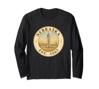 Design Vintage del Campidoglio del Nebraska 1867 Maglia a Manica