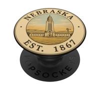 Design Vintage del Campidoglio del Nebraska 1867 PopSockets PopGrip Adesivo
