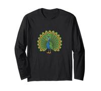Design vintage retrò con pavone bello colorato uccello arte Maglia a Manica