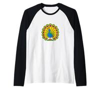 Design vintage retrò con pavone bello colorato uccello arte Maglia con Maniche Raglan