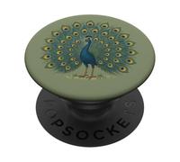 Design vintage retrò con pavone bello colorato uccello arte PopSockets PopGrip Adesivo